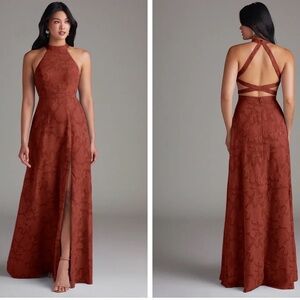 Azazie Halter Neck Terracotta Dress